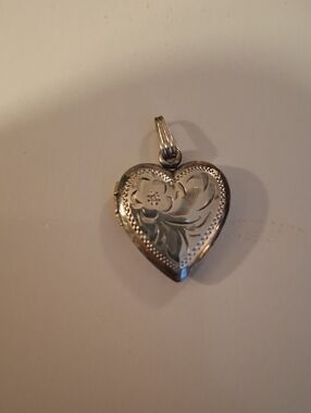 Sterling Silver Heart-Shaped Floral Engraved Locket Pendant
